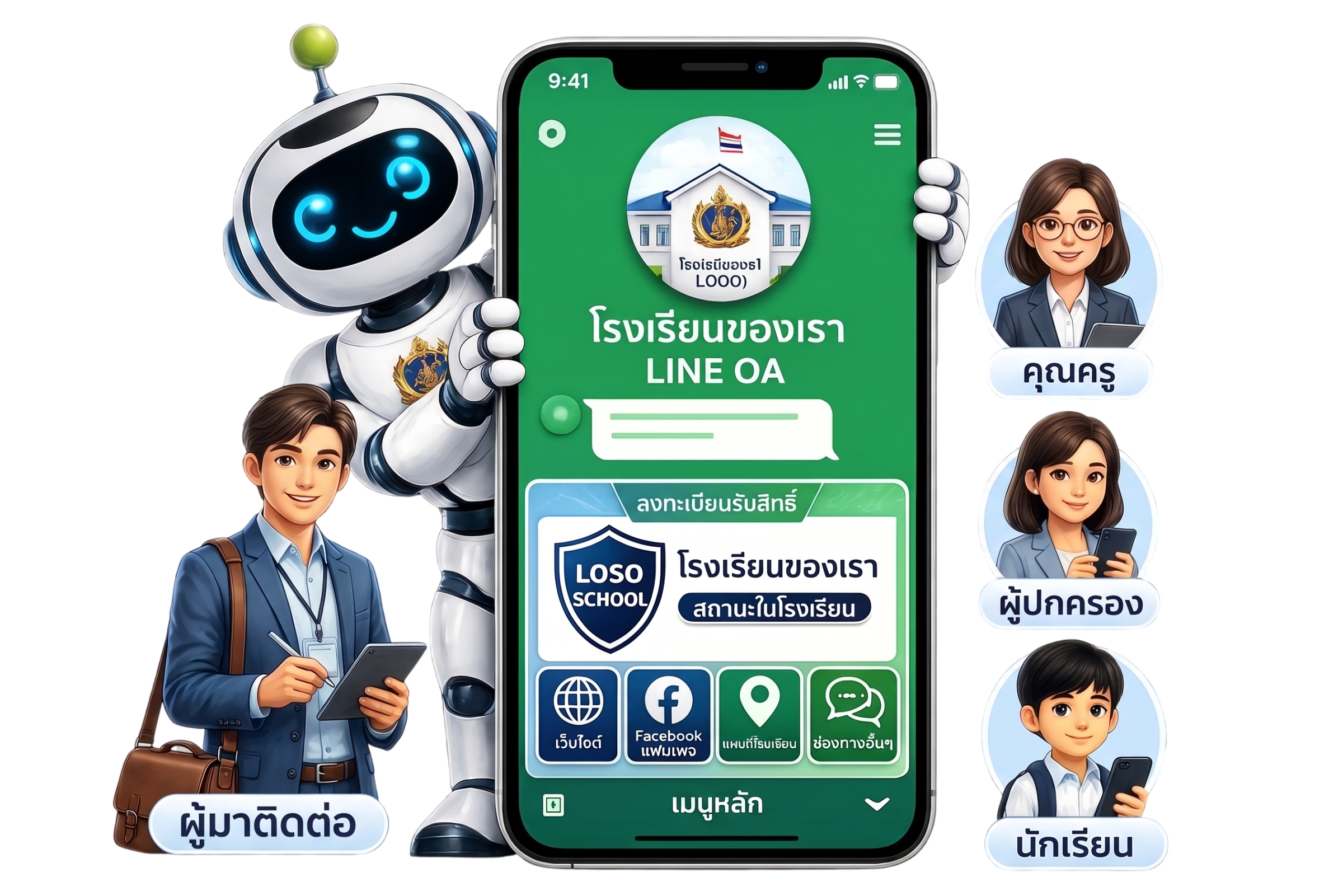 Qmio School LINE OA — ระบบสื่อสารโรงเรียนผ่าน LINE สำหรับครู ผู้ปกครอง และนักเรียน